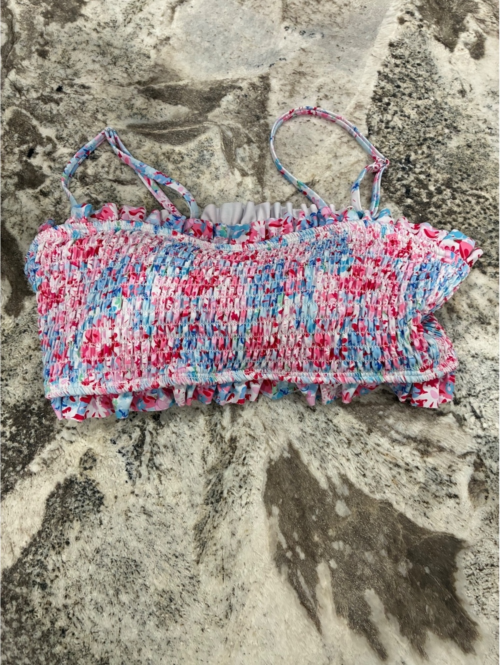 Wacoal Floral Smocked Bandeau Bikini Top Size M
